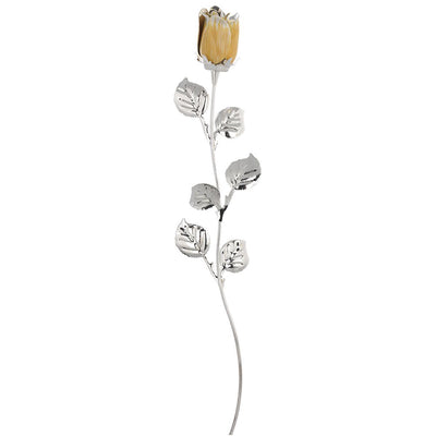 Bagutta Rosa Silver Plated Gialla con Petali Argentati e Astuccio Regalo 30 cm