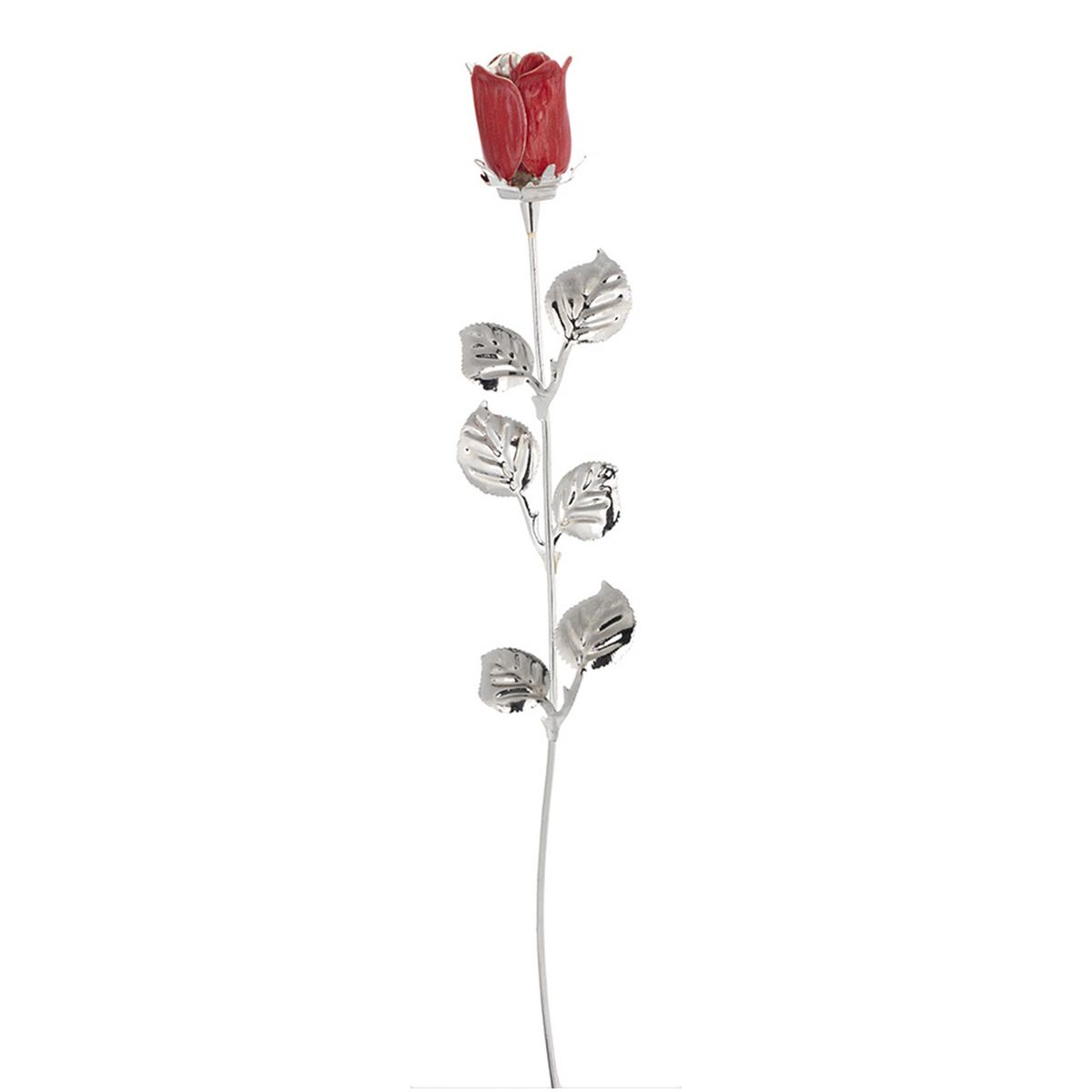 Bagutta Rosa Silver Plated Rossa con Bordo Argentato e Astuccio Regalo 30 cm