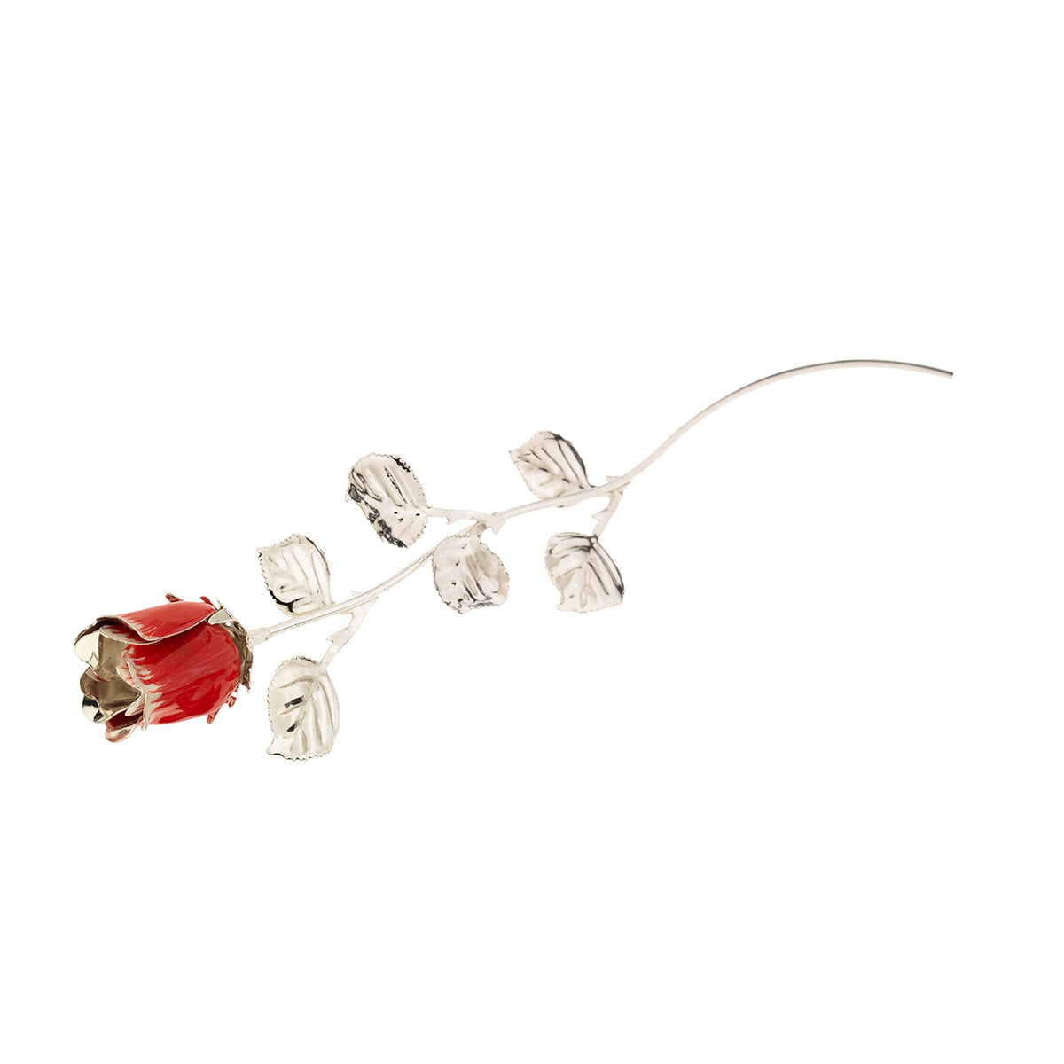 Bagutta Rosa Silver Plated Rossa con Inserti Argentati e Astuccio Regalo 30 cm
