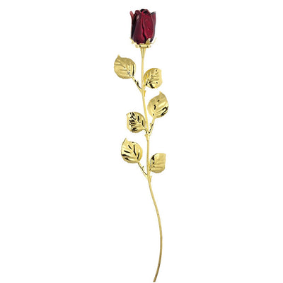 Bagutta Rosa Silver Plated Rossa con Bordo Dorato e Astuccio Regalo 30 cm