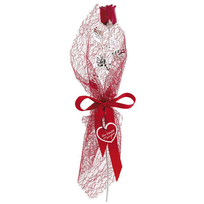 Bagutta Rosa Silver Plated Rossa con Bordo Argentato e Confezione Regalo 30 cm
