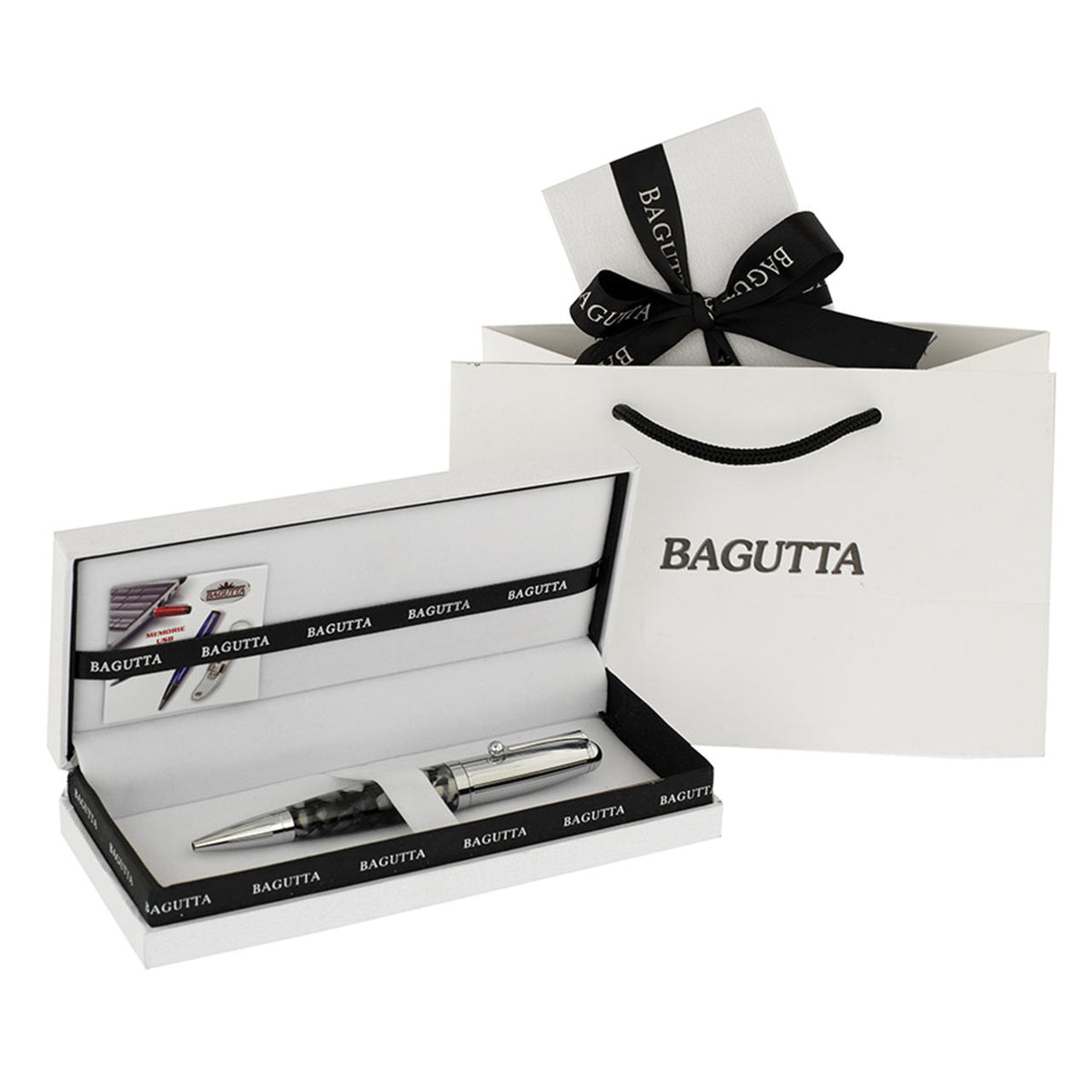 Bagutta Penna a Sfera Marmorizzata con Memoria USB 16 GB Grigio e Nero 14 cm