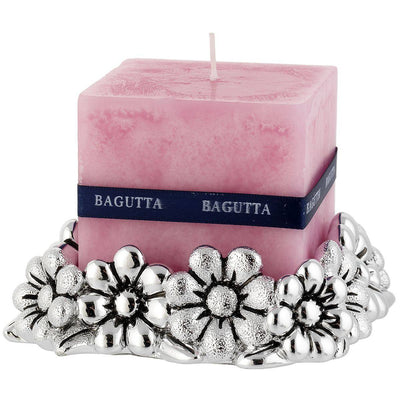 Bagutta Candela Profumata Rosa con Base Margherite Argentata 4x4x4 cm