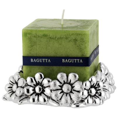 Bagutta Candela Profumata Verde con Base Margherite Argentata 4x4x4 cm