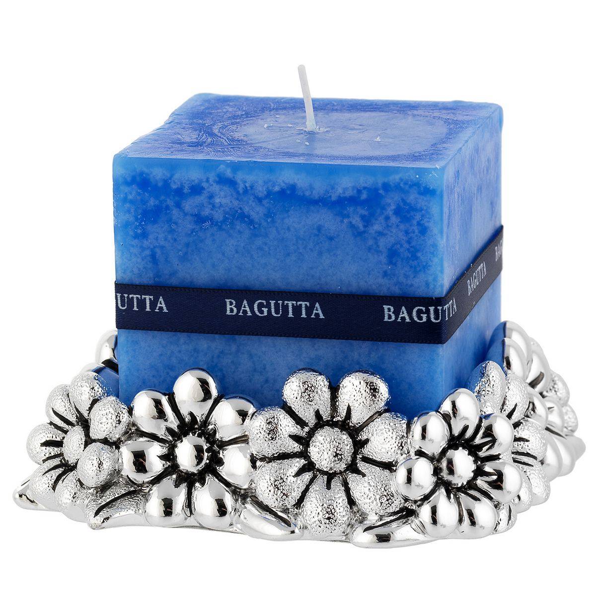 Bagutta Candela Profumata Azzurra con Base Margherite Argentata 5x5x5 cm