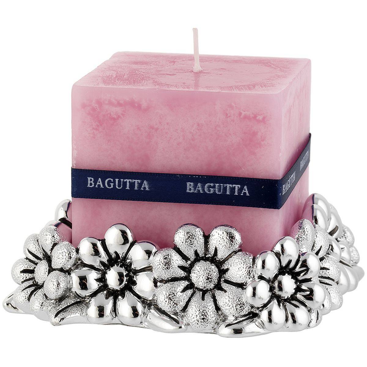 Bagutta Candela Profumata Rosa con Base Margherite Argentata 5x5x5 cm