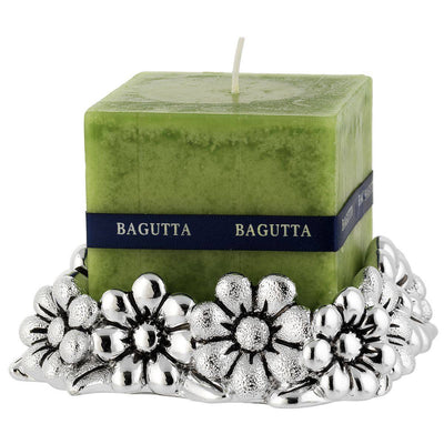 Bagutta Candela Profumata Verde con Base Margherite Argentata 5x5x5 cm