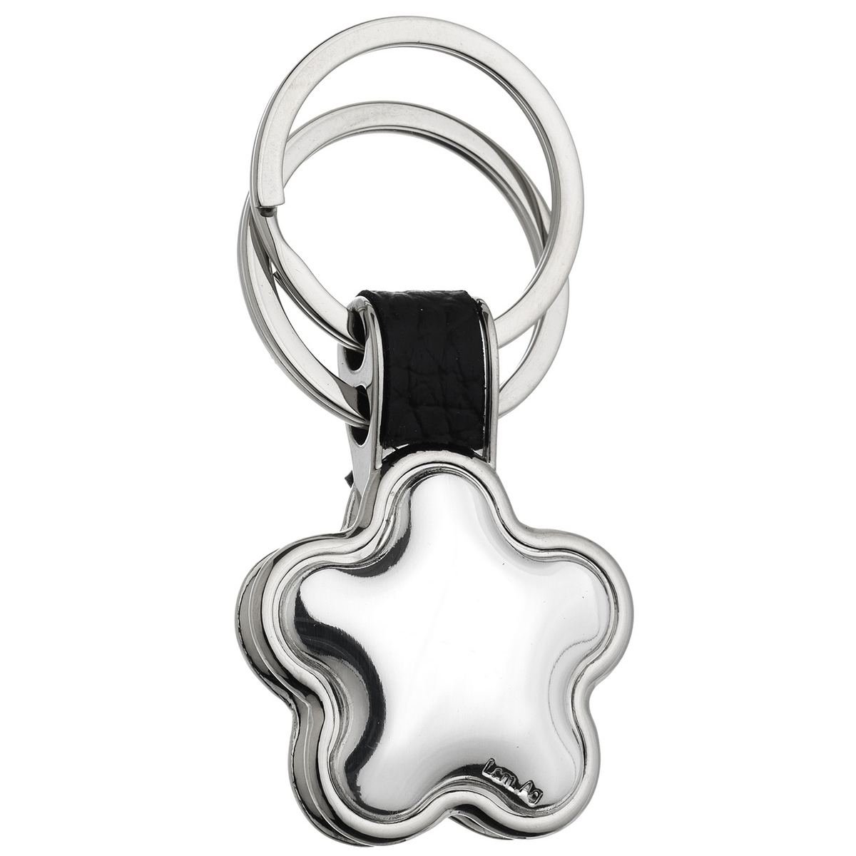 Bagutta Portachiavi Color Argento con Ciondolo Fiore Sagomato a Doppio Bordo 8 cm