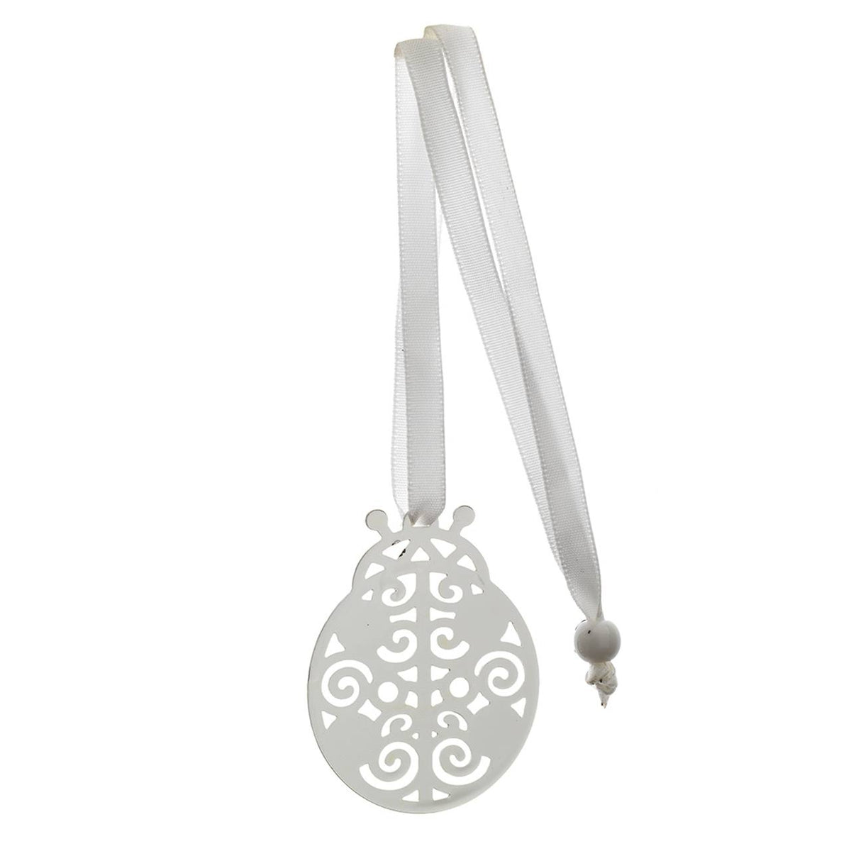 Bagutta Segnalibro Silver Plated con Nastro e Pendente Traforato Coccinella 4x20 cm