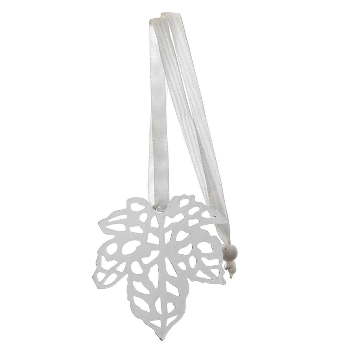 Bagutta Segnalibro Silver Plated con Nastro e Pendente Traforato Foglia 4x20 cm