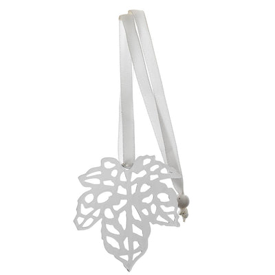 Bagutta Segnalibro Silver Plated con Nastro e Pendente Traforato Foglia 4x20 cm