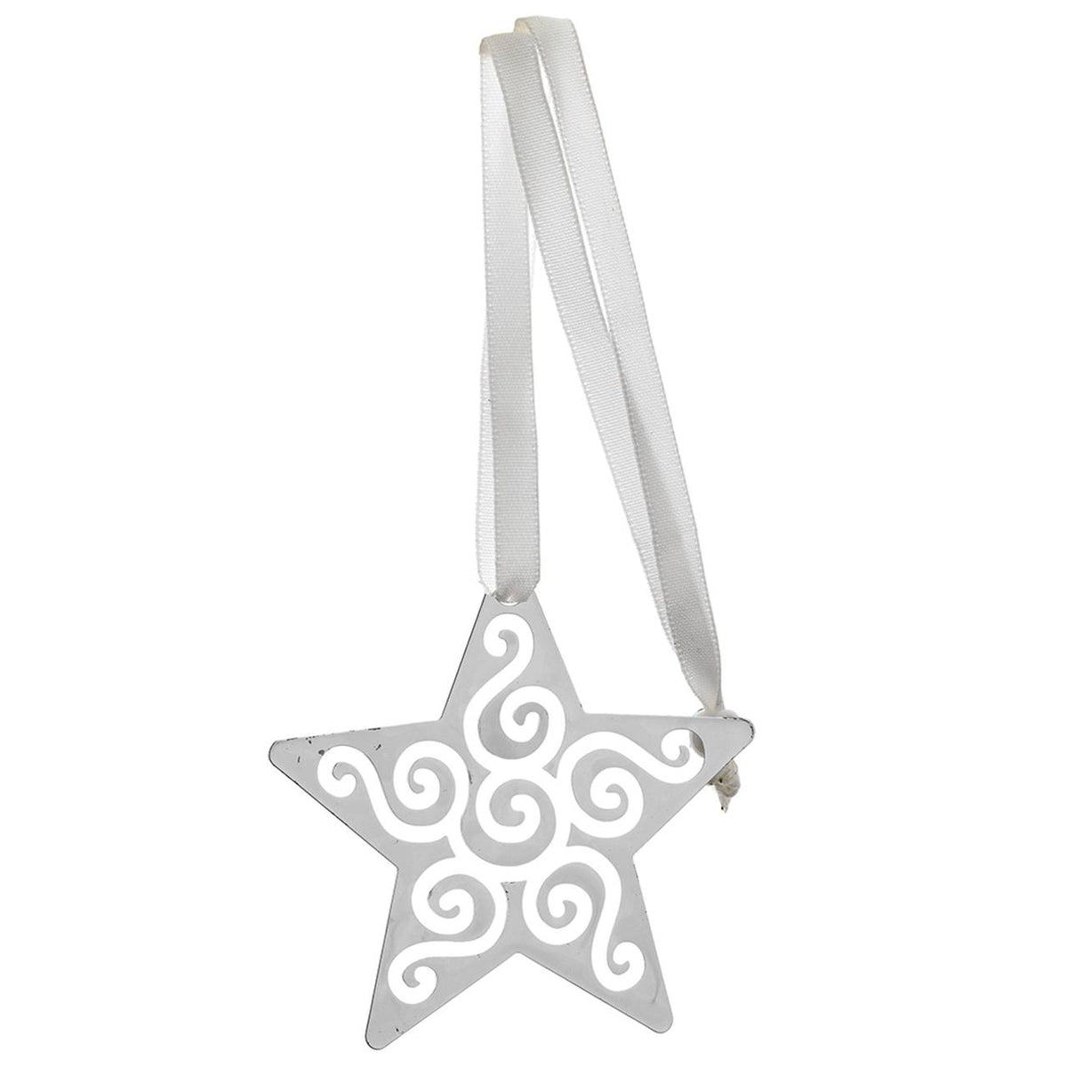 Bagutta Segnalibro Silver Plated con Nastro e Pendente Traforato Stella 4x20 cm