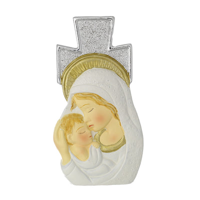 Bagutta Croce Sacra Madonna con Bambino Bianca e Oro