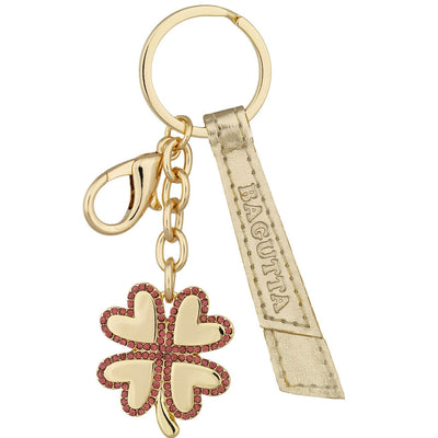 Bagutta Portachiavi Silver Plated con Quadrifoglio e Nastro Logo Finitura Oro 12 cm