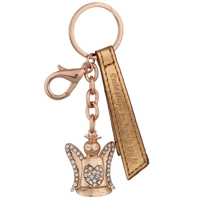 Bagutta Portachiavi Silver Plated Angelo con Ali Borchiate e Cuore di Strass Rame 12 cm