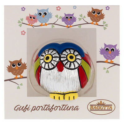 Bagutta Gufetto Portafortuna Confezione Gufi Tondo Blu Rosso e Verde 4,5 cm