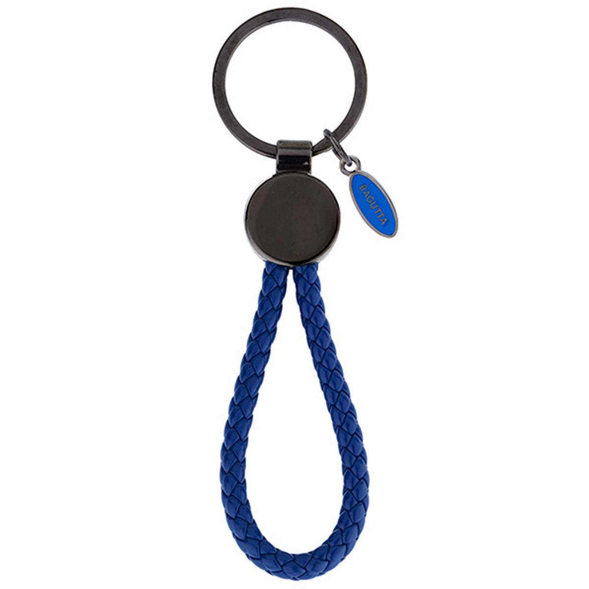 Bagutta Portachiavi con Medaglione Tondo Canna di Fucile e Cordone Blu 12,5 cm