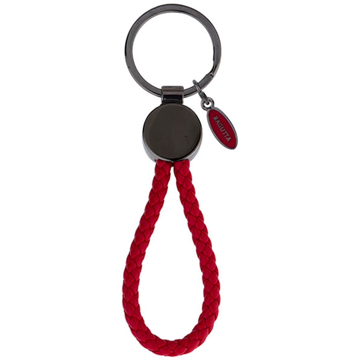 Bagutta Portachiavi con Medaglione Tondo Canna di Fucile e Cordone Rosso 12,5 cm
