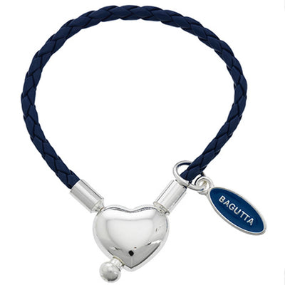 Bagutta Portachiavi Cuore Argentato con Cinturino Intrecciato Blu