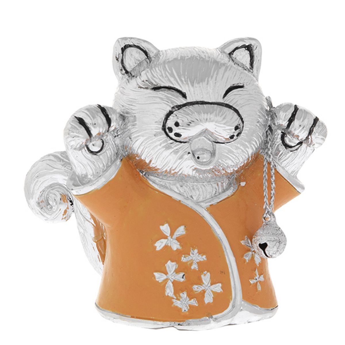 Bagutta Maneki Neko Gatto Portafortuna Arancione Zampa Alzata a Destra 7 cm