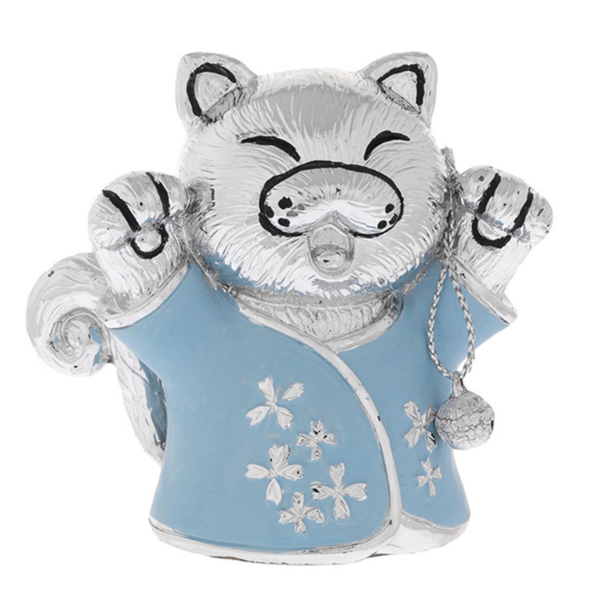 Bagutta Maneki Neko Gatto Portafortuna Azzurro Zampa Alzata a Destra 7 cm