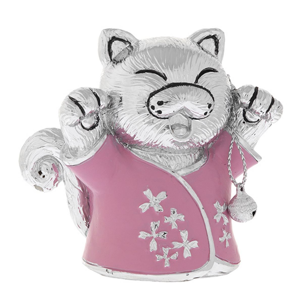 Bagutta Maneki Neko Gatto Portafortuna Rosa Zampa Alzata a Destra 7 cm