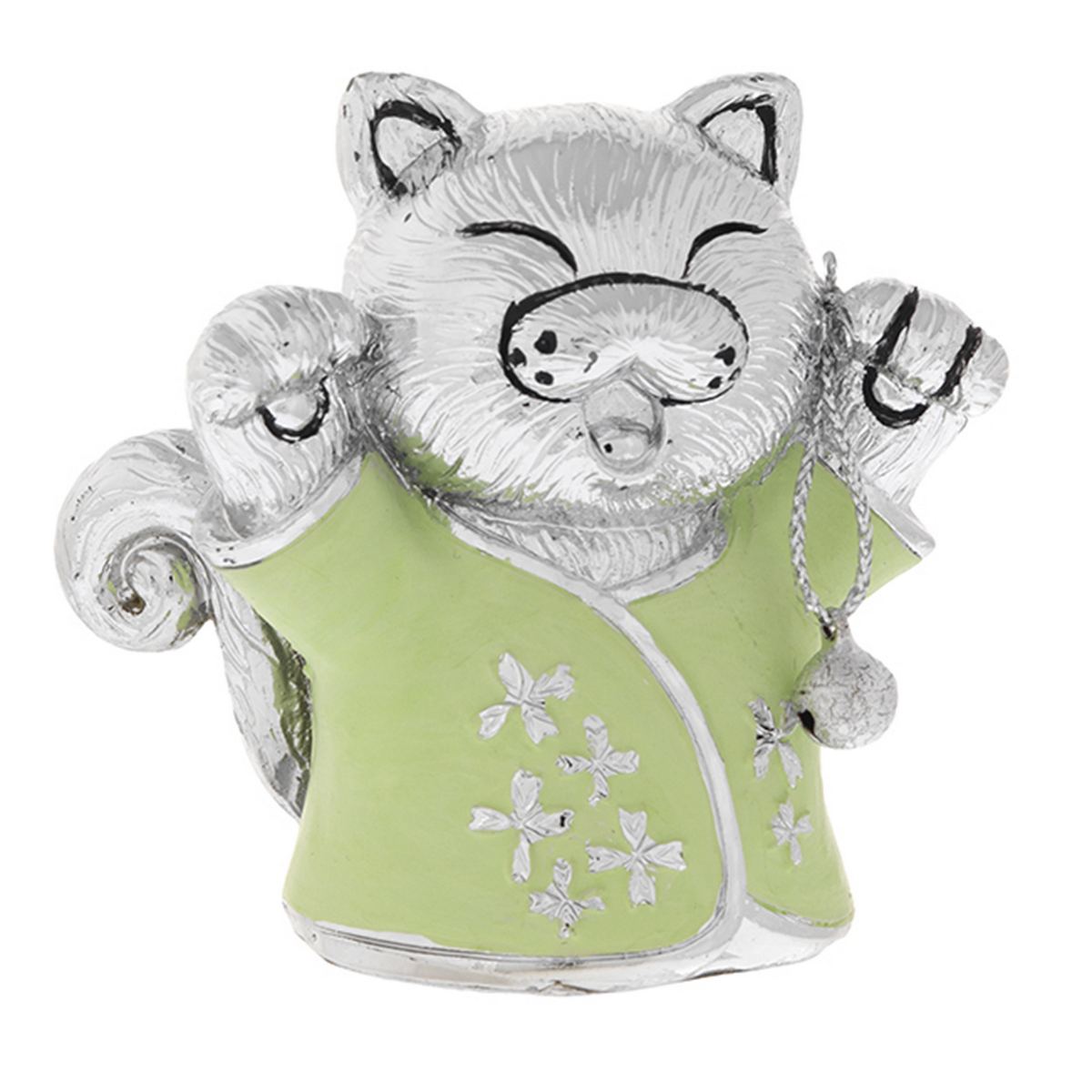 Bagutta Maneki Neko Gatto Portafortuna Verde Zampa Alzata a Destra 7 cm