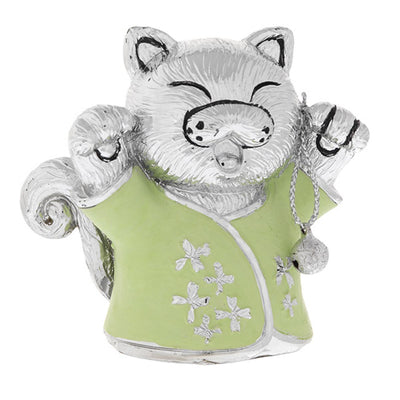 Bagutta Maneki Neko Gatto Portafortuna Verde Zampa Alzata a Destra 7 cm