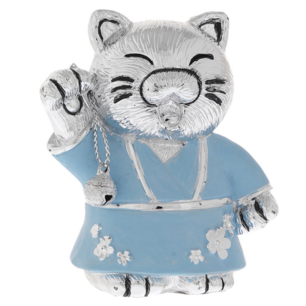 Bagutta Maneki Neko Gatto Portafortuna Azzurro Zampa Alzata a Sinistra 7 cm