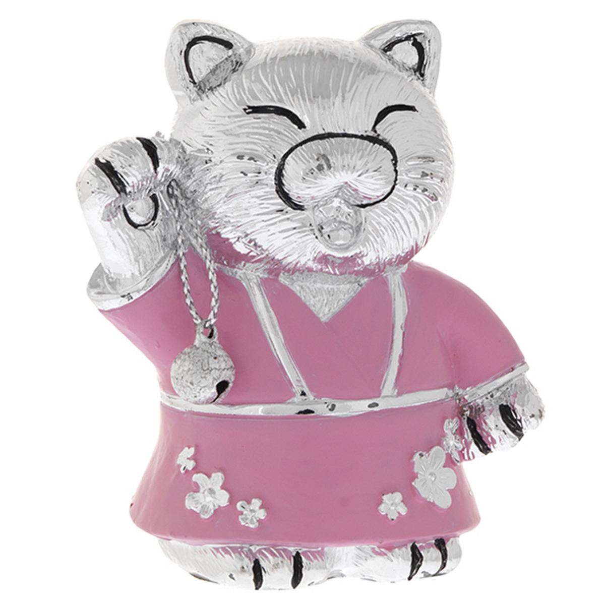 Bagutta Maneki Neko Gatto Portafortuna Rosa Zampa Alzata a Sinistra 7 cm