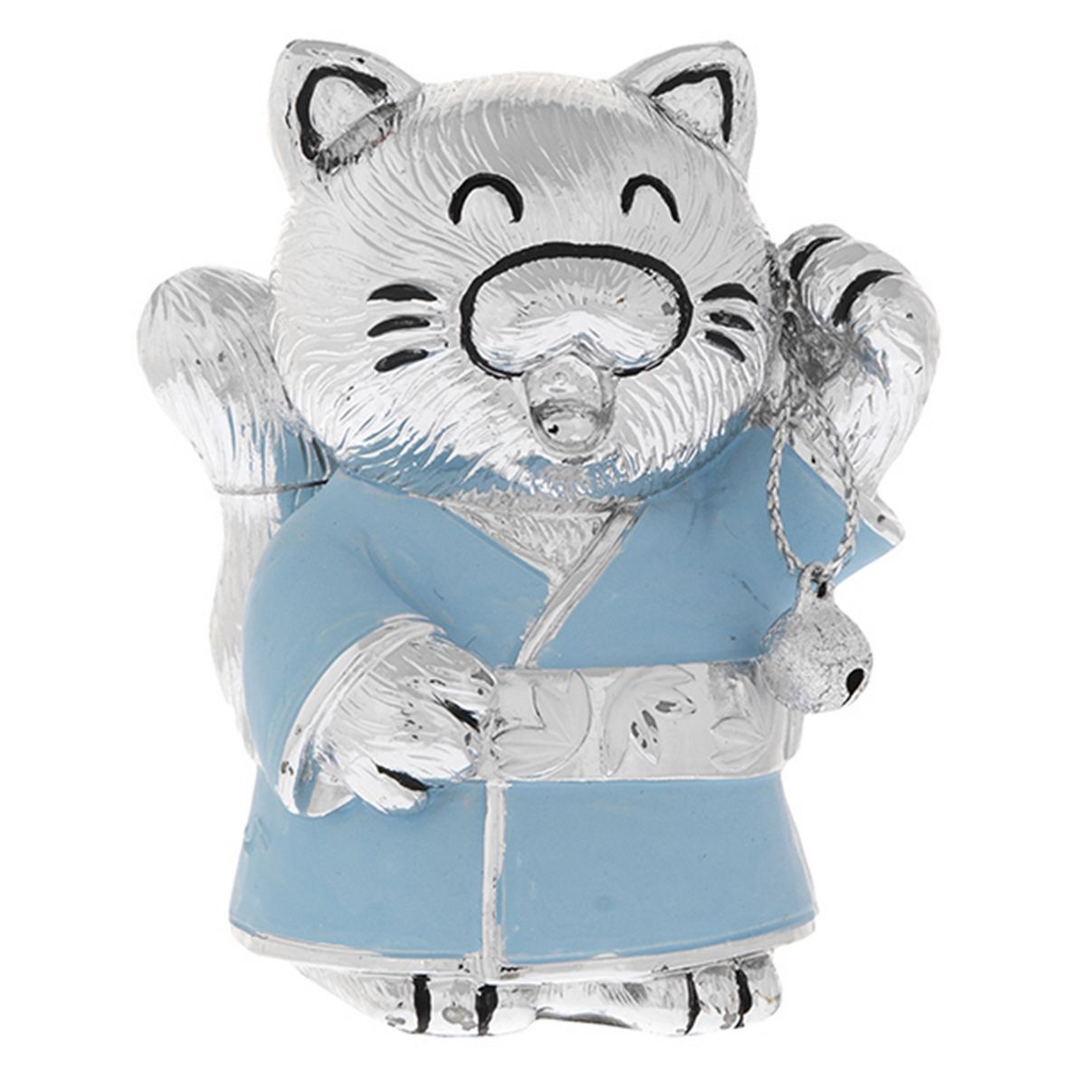 Bagutta Maneki Neko Gatto Portafortuna Azzurro Entrambe le Zampe Alzate 7 cm