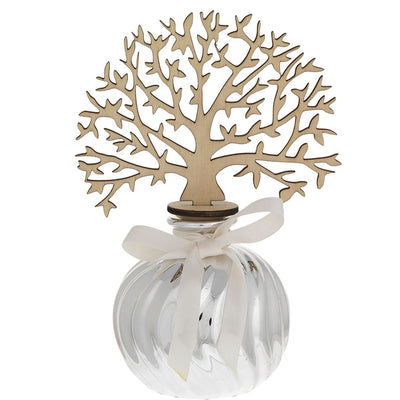 Bagutta Profumatore per Ambienti Sferico Argentato Albero con Rami in Legno 7,5x17 cm