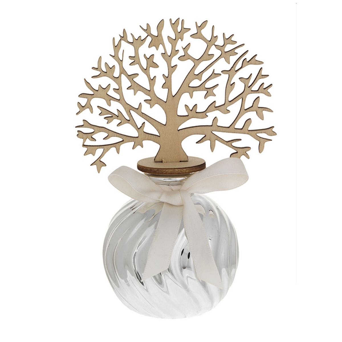 Bagutta Profumatore per Ambienti Sferico Argentato Albero con Rami in Legno 6x13 cm