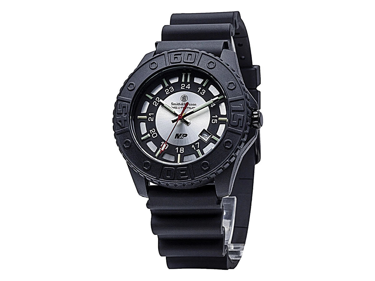 Smith & Wesson Watch Tritium Mil-Pol grigio – dettaglio lancette e indici tritio