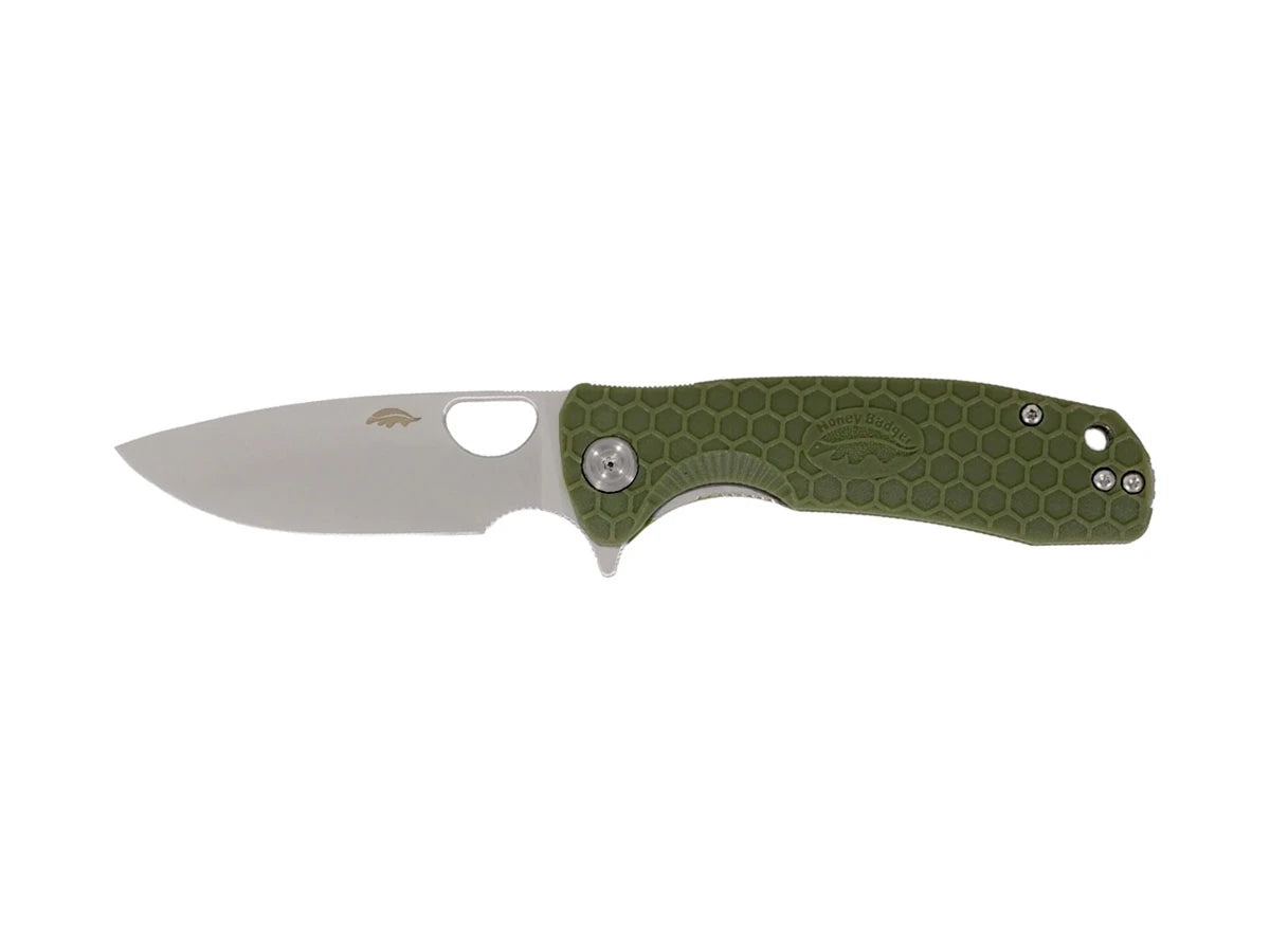 Honey Badger Drop Point Medium FRN verde HB1013, lama 8Cr13MoV 8,1 cm flipper