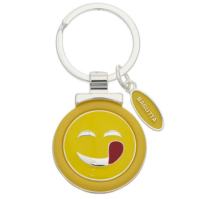 Bagutta Portachiavi Tondo Silver Plated Emoji Linguaccia 8 cm