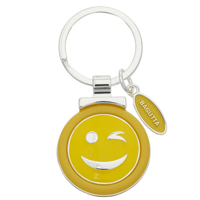 Bagutta Portachiavi Tondo Silver Plated Emoji Occhiolino 8 cm