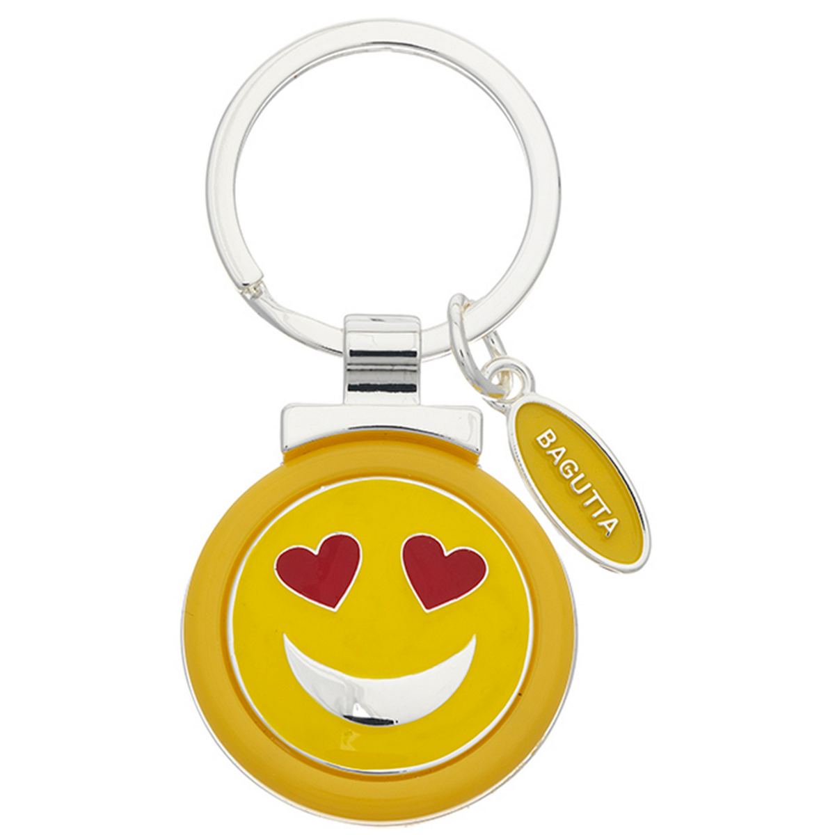 Bagutta Portachiavi Tondo Silver Plated Emoji Occhi a Cuore 8 cm