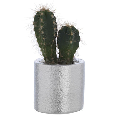 Bagutta Portavaso Cilindrico Argentato con Due Cactus
