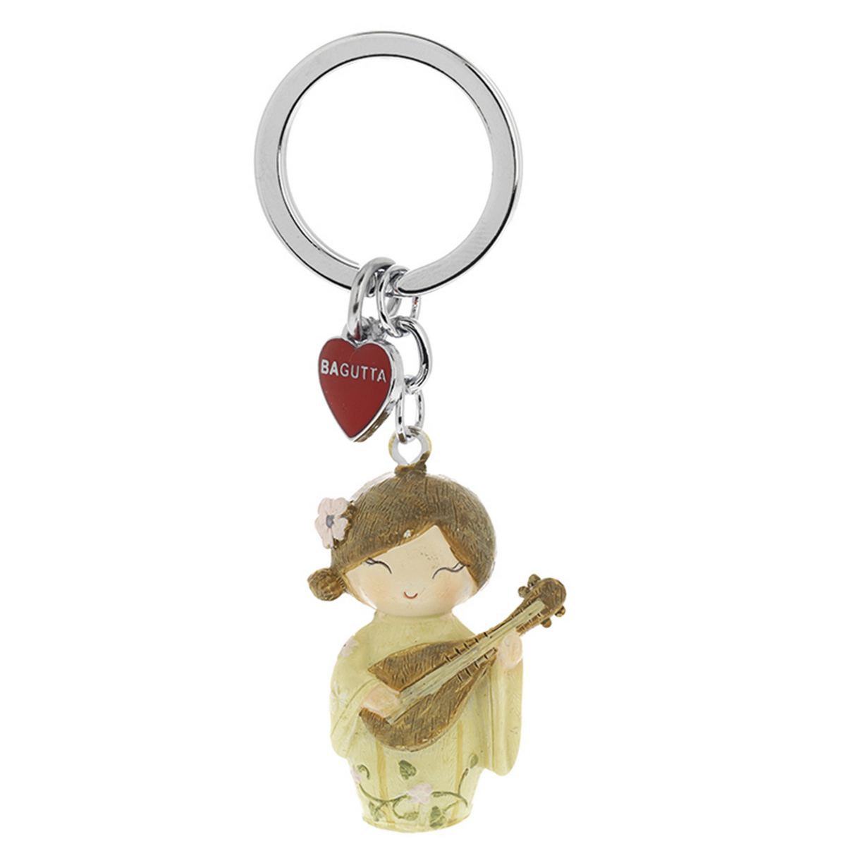 Bagutta Kokeshi Portachiavi Xuan Simbolo di Amicizia Kimono Beige 9,5 cm