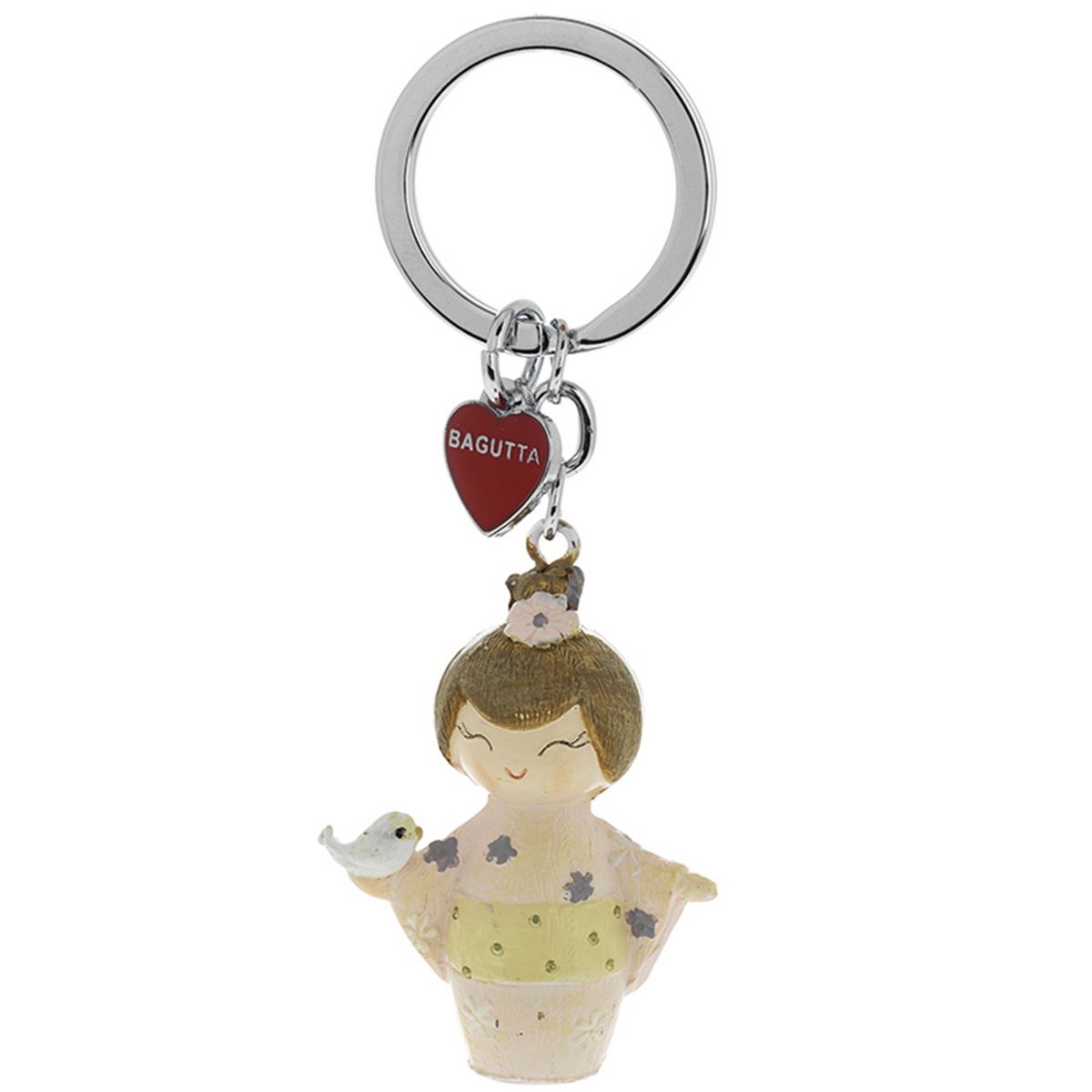 Bagutta Kokeshi Portachiavi Aiko Simbolo di Amore e Passione Kimono Rosa 9,5 cm