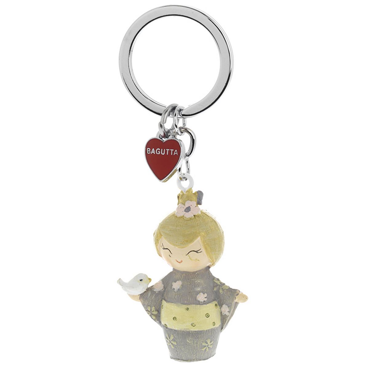 Bagutta Kokeshi Portachiavi Aiko Simbolo di Amore e Passione Kimono Lilla 9,5 cm
