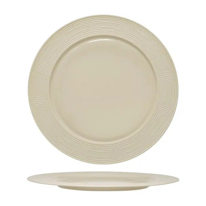 Essentia Labyrinth Beige Piatto Piano in Porcellana 30,5 cm 4 Pezzi