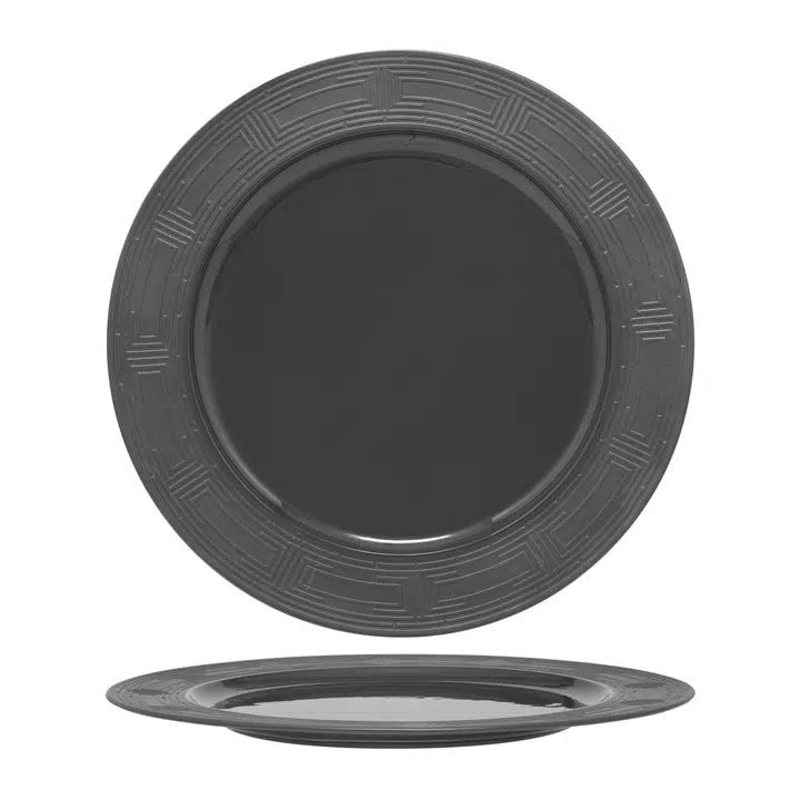 Essentia Labyrinth Black Piatto Piano in Porcellana 30,5 cm 4 Pezzi