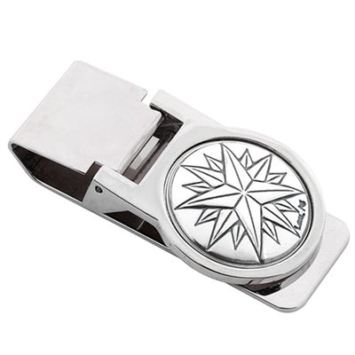 Bagutta Fermasoldi Argentato con Rosa dei Venti 6x3 cm