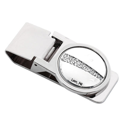 Bagutta Fermasoldi Argentato con Cristalli 6x3 cm