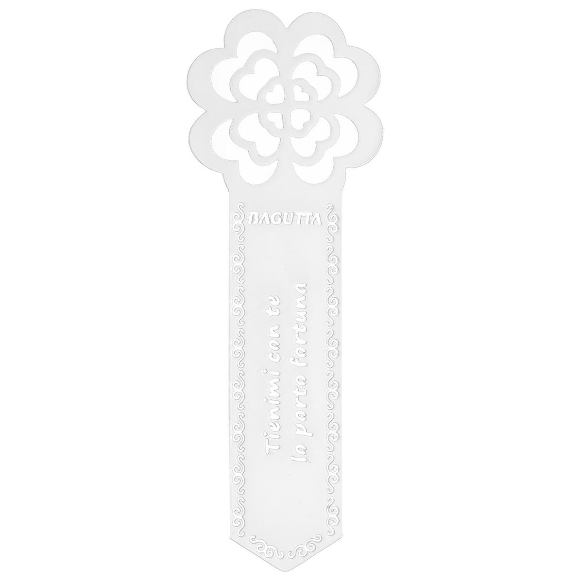 Bagutta Segnalibro Silver Plated Fiore “Tienimi con Te, Io Porto Fortuna” 12 cm