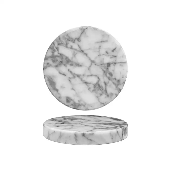 Marble White Piattino Tondo in Marmo Ø 13 cm 10 Pezzi