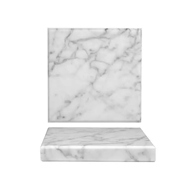 Marble White Piattino Quadrato in Marmo 13x13 cm H 2 cm 10 Pezzi