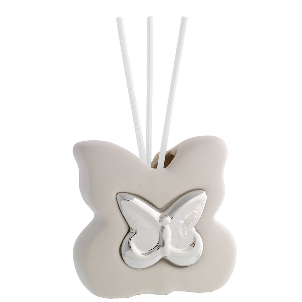 Bagutta Profumatore per Ambienti in Ceramica Gatto con Farfalla Bianco 8x4x8 cm